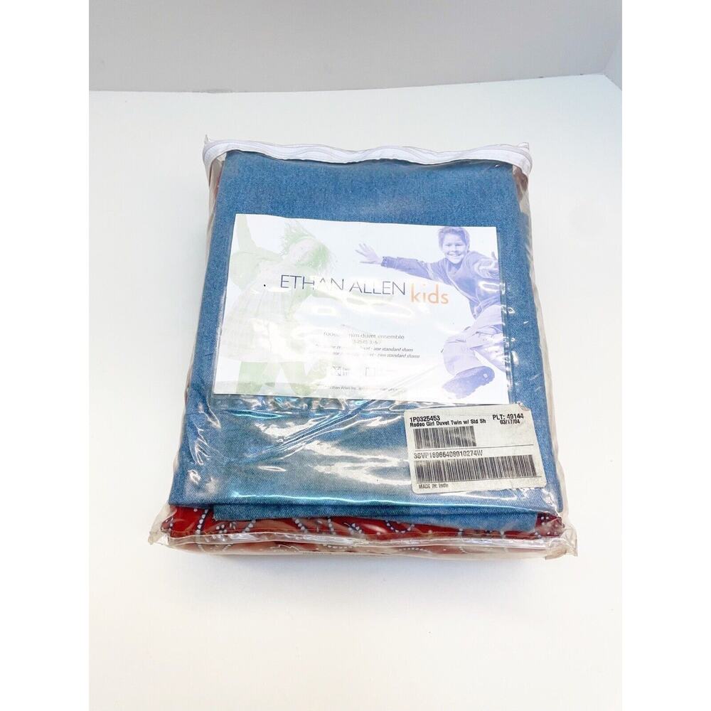 Ethan Allen Rodeo Duvet Country Bandana Paisley Denim Western Sham Twin NWT